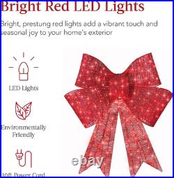 Best Choice Products 36In Pre-Lit XL Christmas Bow Decoration, Large Outdoor LED