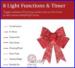 Best Choice Products 36In Pre-Lit XL Christmas Bow Decoration, Large Outdoor LED