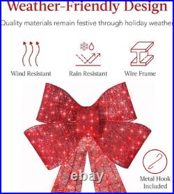 Best Choice Products 36In Pre-Lit XL Christmas Bow Decoration, Large Outdoor LED