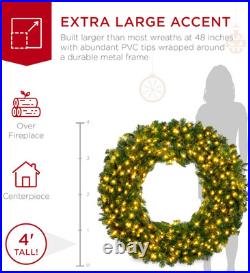 Best Choice Products 48In Large Artificial Pre-Lit Fir Christmas Wreath Holiday