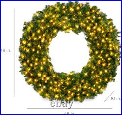 Best Choice Products 48In Large Artificial Pre-Lit Fir Christmas Wreath Holiday