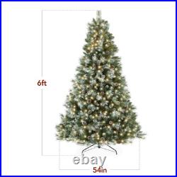 Best Choice Products 6ft Pre-Lit Frosted Scotch Pine Christmas Tree with 946