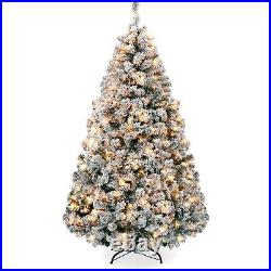 Best Choice Products 6ft Pre-Lit Holiday Christmas Pine Tree with Snow Flocks
