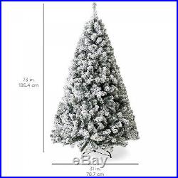 Best Choice Products 6ft Pre-Lit Snow Flocked Hinged Artificial Christmas Pine