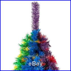 Best Choice Products 7ft Artificial Colorful Rainbow Full Fir Christmas Tree