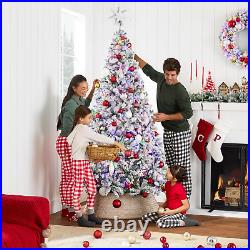 Best Choice Products Pre-Lit Artificial Christmas Tree 7.5Ft Snow Flocked Pine T