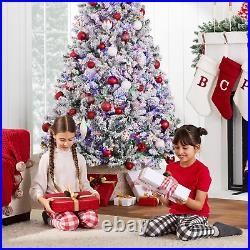 Best Choice Products Pre-Lit Artificial Christmas Tree 7.5Ft Snow Flocked Pine T