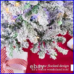 Best Choice Products Pre-Lit Artificial Christmas Tree 7.5Ft Snow Flocked Pine T