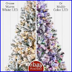Best Choice Products Pre-Lit Artificial Christmas Tree 7.5Ft Snow Flocked Pine T