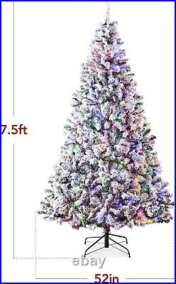 Best Choice Products Pre-Lit Artificial Christmas Tree 7.5Ft Snow Flocked Pine T