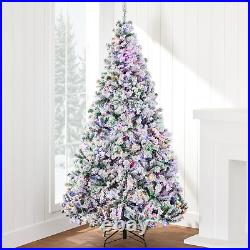 Best Choice Products Pre-Lit Artificial Christmas Tree 7.5Ft Snow Flocked Pine T