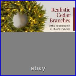Best Choice Products Pre-Lit Cedar Cypress Realistic Wreath Twinkling LEDs