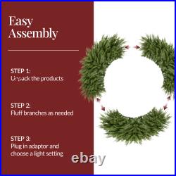 Best Choice Products Pre-Lit Cedar Cypress Realistic Wreath Twinkling LEDs