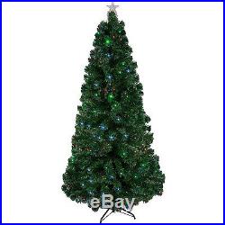 Best Choice Products Pre-Lit Fiber Optic 7' Green Artificial Christmas Tree w