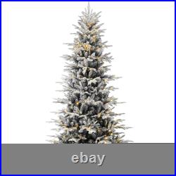 Best Choice Products Pre-Lit Flocked Artificial Aspen Noble Fir Tree Metal Stand