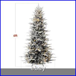 Best Choice Products Pre-Lit Flocked Artificial Aspen Noble Fir Tree Metal Stand