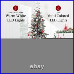 Best Choice Products Pre-Lit Flocked Artificial Aspen Noble Fir Tree Metal Stand