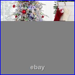 Best Choice Products Pre-Lit Flocked Artificial Aspen Noble Fir Tree Metal Stand