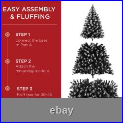 Best Choice Products Unlit Frosted Artificial Spruce Tree withEasy Assembly Black