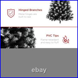 Best Choice Products Unlit Frosted Artificial Spruce Tree withEasy Assembly Black