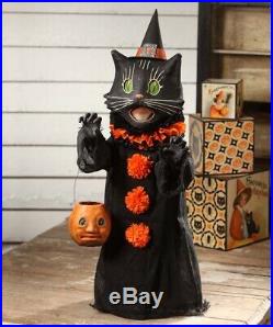 Bethany Lowe Black Scaredy Cat Ghoul Halloween Holiday Paper Mache Figurine