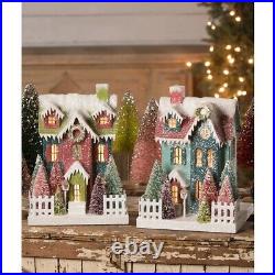 Bethany Lowe Christmas Jewel-Tide House with Green Roof LC0670S-green