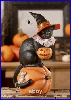 Bethany Lowe Halloween CAT WITCH ON PUMPKIN #TD4155 NEW