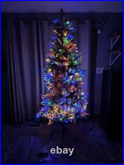 Bethlehem Lights 7′ Flocked 2-in-1 Heritage Christmas Tree Multicolor Clear New