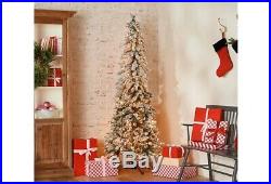Bethlehem Lights 7' Slim Flocked Downswept Decorator Christmas Tree QVC Clear