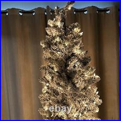 Bethlehem Lights 7' Slim Spruce Flocked Tree Clear Lighted