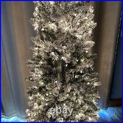 Bethlehem Lights 7' Slim Spruce Flocked Tree Clear Lighted