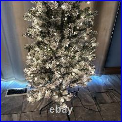 Bethlehem Lights 7' Slim Spruce Flocked Tree Clear Lighted