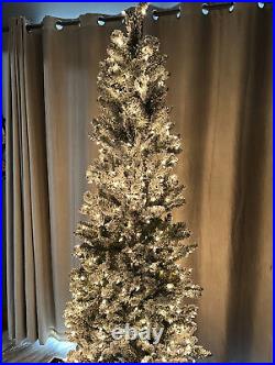 Bethlehem Lights 7' Slim Spruce Flocked Tree Clear Lighted