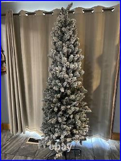 Bethlehem Lights 7' Slim Spruce Flocked Tree Clear Lighted