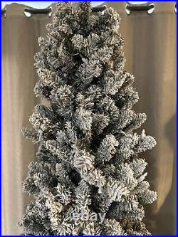 Bethlehem Lights 7' Slim Spruce Flocked Tree Clear Lighted