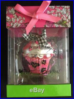 Betsey Johnson Pink Leopard Cupcake Ornament Free Shipping New
