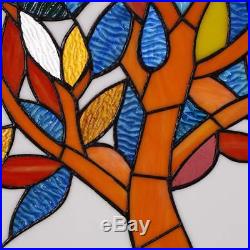 Bieye 18 inches Mystical World Tree Tiffany Style Stained Glass Window Panel