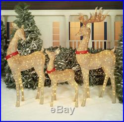 Big Outdoor Decor Deer Family Set Christmas Decorations Yard LED Light Twinkle