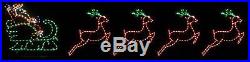 Big Santa Claus Sleigh 4 Reindeer Outdoor LED Lighted Decoration Steel Wireframe