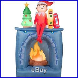 Big Scout Elf On A Shelf Fireplace 6.5' Christmas Inflatable Airblown Yard