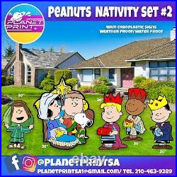Big yard Signs- 2.5ft-3ft Nativity peanuts Holiday lawn signs 5pcs