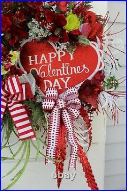 Biggest Valentine Valentine's Day Wreath Heart Sign Red Lime Hearts Roses Ferns