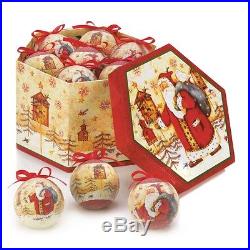 Birdhouse Santa Ornament Box Set of 12 Colorful Christmas Tree Decorations New