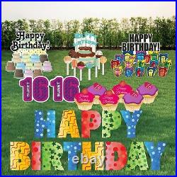 Birthday Yard Sign Bundle, Teen Birthday Yard Cards, 55 Pieces, Includes Stakes