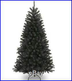 Black Artificial Christmas Spruce Tree Decor Halloween Stand 6.5 Ft. Metal NEW