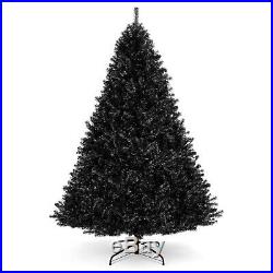 Black Artificial Christmas Tree Foldable Stand Home Holiday Spirit Decoration