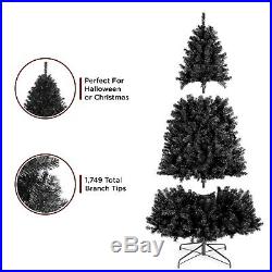 Black Artificial Christmas Tree Foldable Stand Home Holiday Spirit Decoration