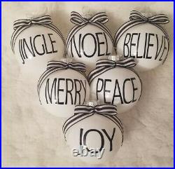 Black white striped christmas ornament joy peace merry noel believe jingle decor