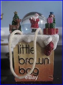 Bloomingdale's Little Brown Bag Santa SNOW GLOBE Christmas Ornament New