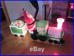 Blow Mold SANTA CLAUS TRAIN ENGINE with TENDER Vintage Empire HTF Christmas Prop